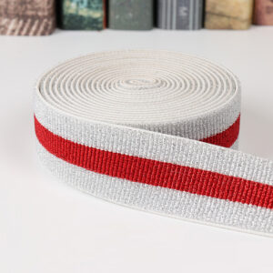 4cm Stripe Pattern Woven Elastic Band With Lurex - Afbeelding 3