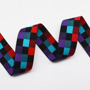 4cm Colorful Checkered Jacquard Elastic Band for Garments:圖片 3