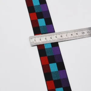 4cm Colorful Checkered Jacquard Elastic Band for Garments:圖片 4