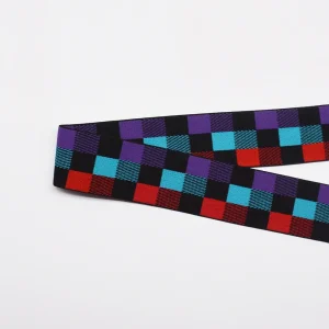 Alternative view of 4cm Colorful Checkered Jacquard Elastic Band for Garments