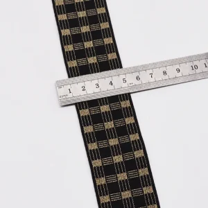 4cm Gold Metallic Lurex Jacquard Elastic Band - Image 5