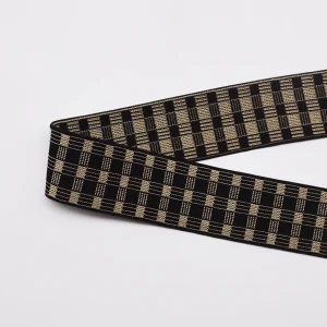Alternative view of 4cm Gold Metallic Lurex Jacquard Elastic Band