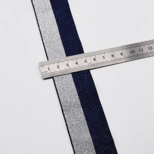 4cm Metallic Sparkle Elastic Webbing - Gambar 3