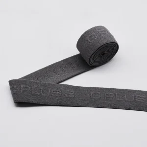 Faixa elástica de jacquard com logotipo em relevo personalizado de 3,5 cm Cinza