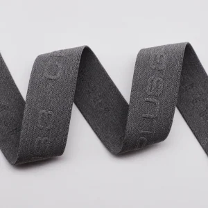 3.5cm Custom Embossed Logo Jacquard Elastic Band Grey - Image 3