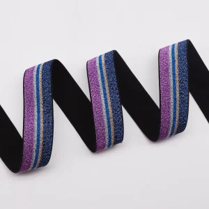 Alternative view of 1" Metallic Stripe Elastic Tape