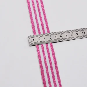 3cm Pink Metallic Stripe Jacquard Elastic Band - Image 5