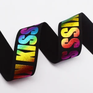 1.5 Inch Custom Rainbow Logo Printed Elastic Band - 画像 (3)