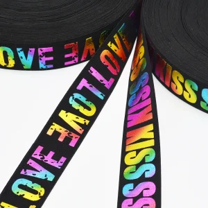 Alternative view of 1.5 Inch Custom Rainbow Logo Printed Elastic Band