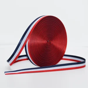 Red White Navy Stripe Polyester Tape - Imagen 3