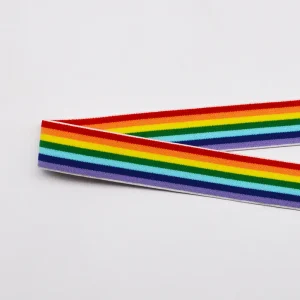 Alternative view of 1 Inch (2.5cm) Custom Rainbow Stripe Elastic Band