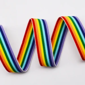 1 Inch (2.5cm) Custom Rainbow Stripe Elastic Band - Image 3