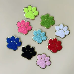 Penjualan Grosir Patch Kaki Anjing dari Bahan Chenille yang Disesuaikan