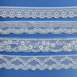Cinta elástica con ribete de encaje elástico blanco al por mayor para lencería y prendas de vestir