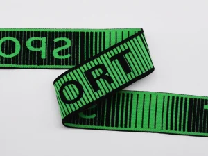 Green custom jacquard woven elastic band with printed sports logo